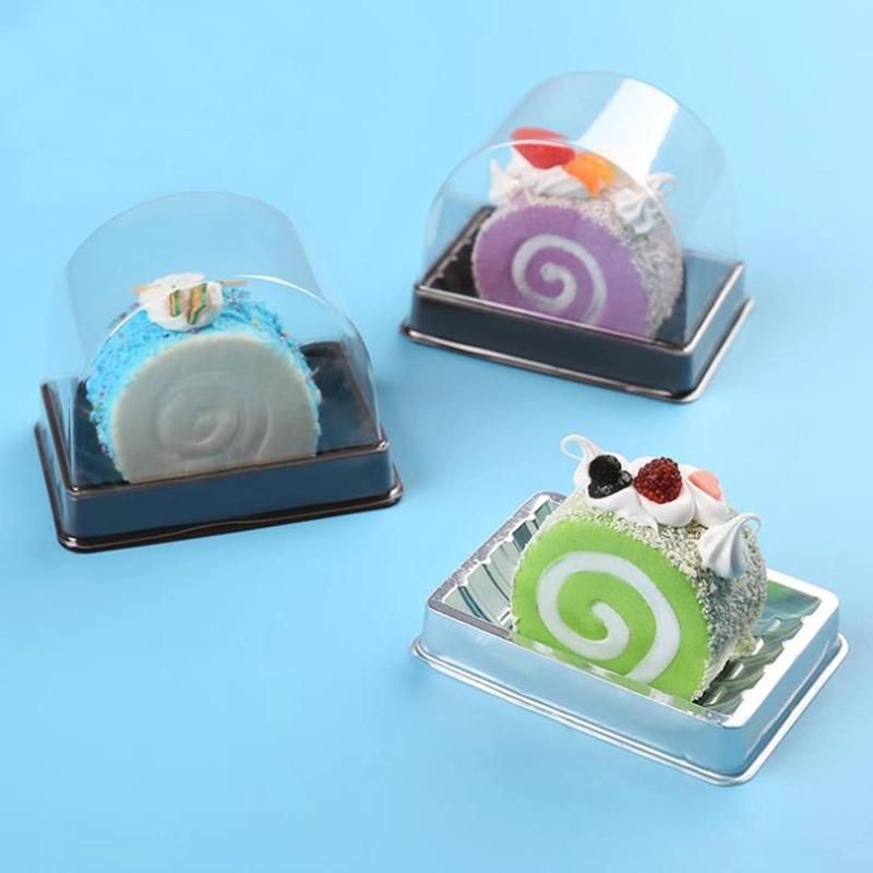 Custom Made Disposable Clear Plastic Swiss Roll Cake Box