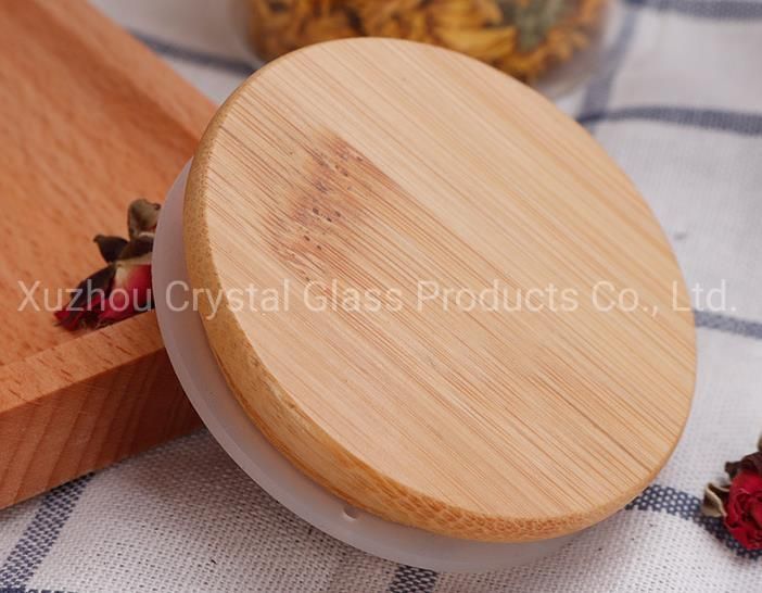 450ml 550ml 650ml 900ml 1200ml Storage Glass Jars with Wood Top Lid for Food Candle Candy Storage