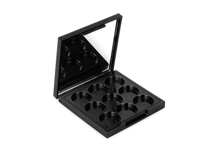 Hot-Sale Popular Unique 9 Hole Plastic Empty Eye Shadow Palette with Mirror Cosmetic Packaging with Mirror