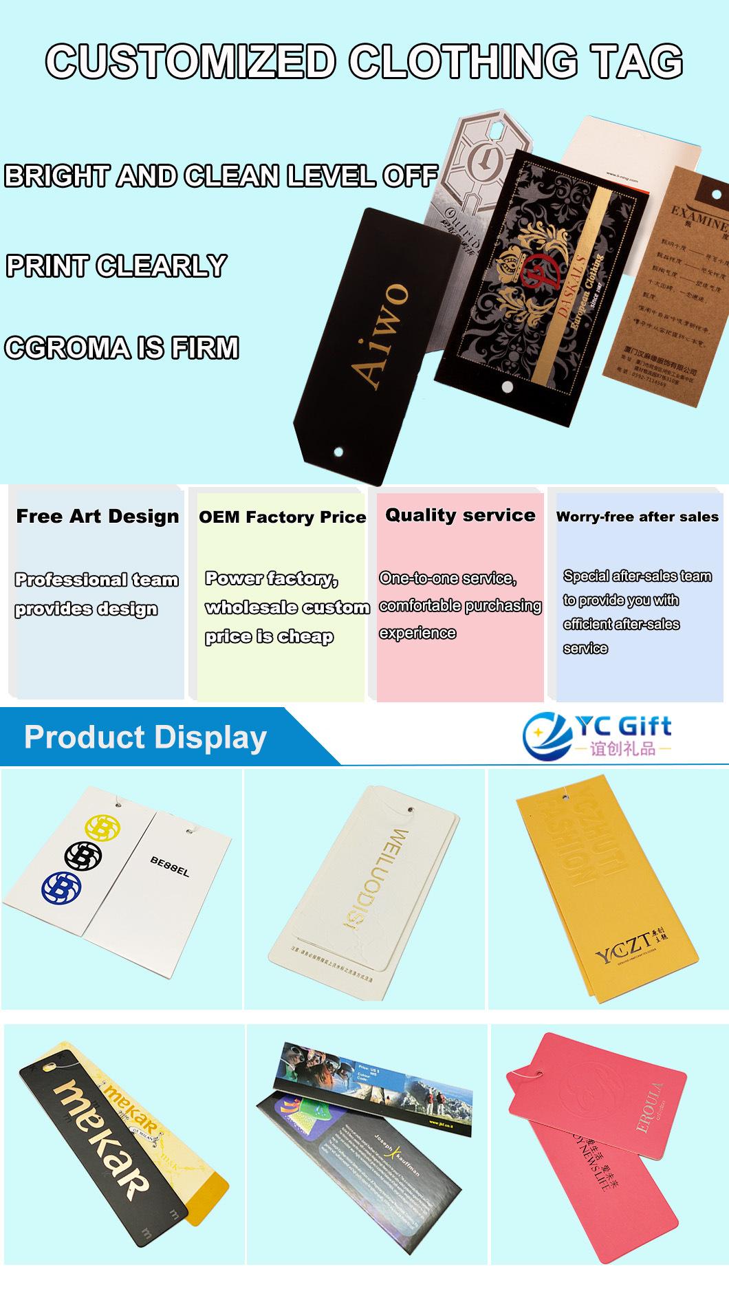 Custom High Qualtiy Double Layer label Coated Paper Printed Any Logo Bright Film Garment Accessories Hangtag