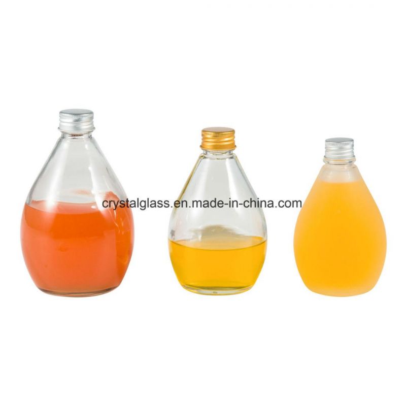 300ml 500ml Round Glass Juice Bottle with Screw Lid Beverage Bottle