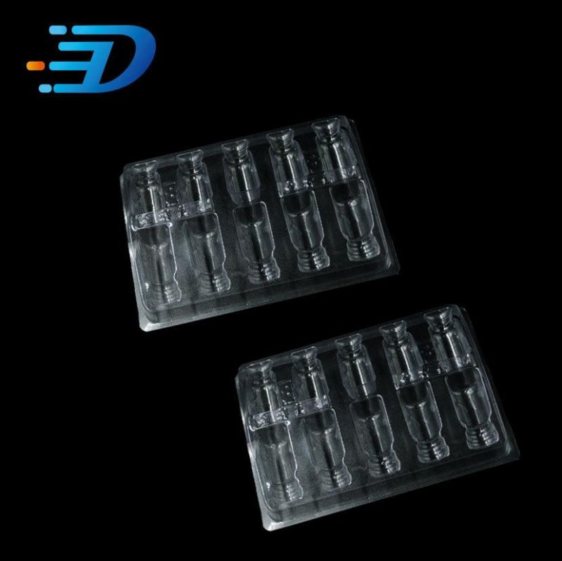 Custom Vacuum PVC Clear 2ml 5ml 10ml Plastic Medical Ampoule Blister Insert Tray for Vial