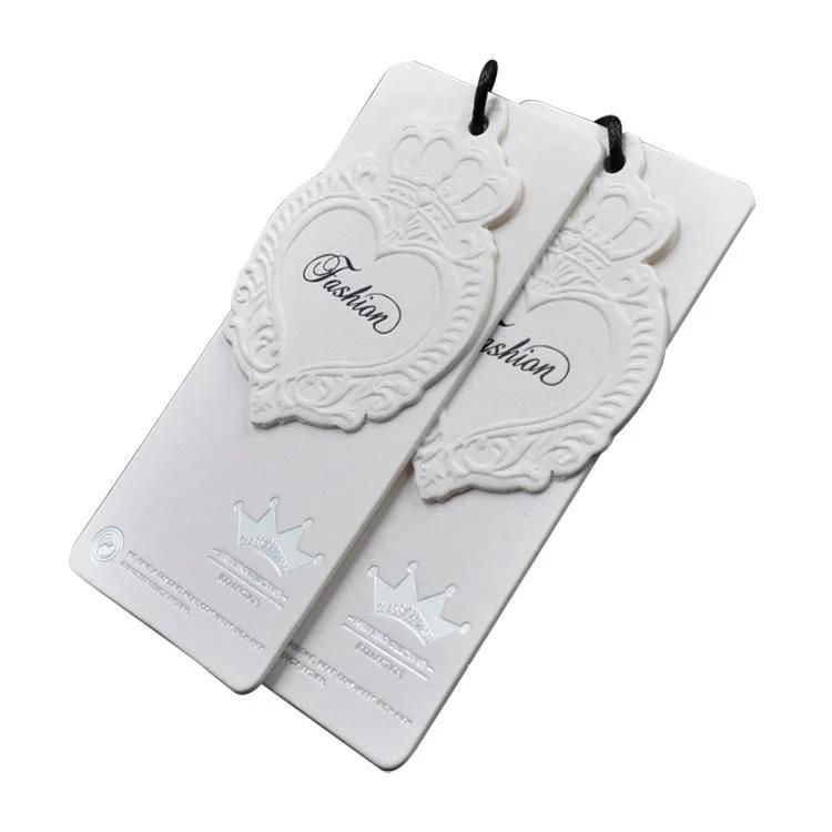 Customized Luxury White Special Paper Hand Hang Labels Plastic Tag for Clothing