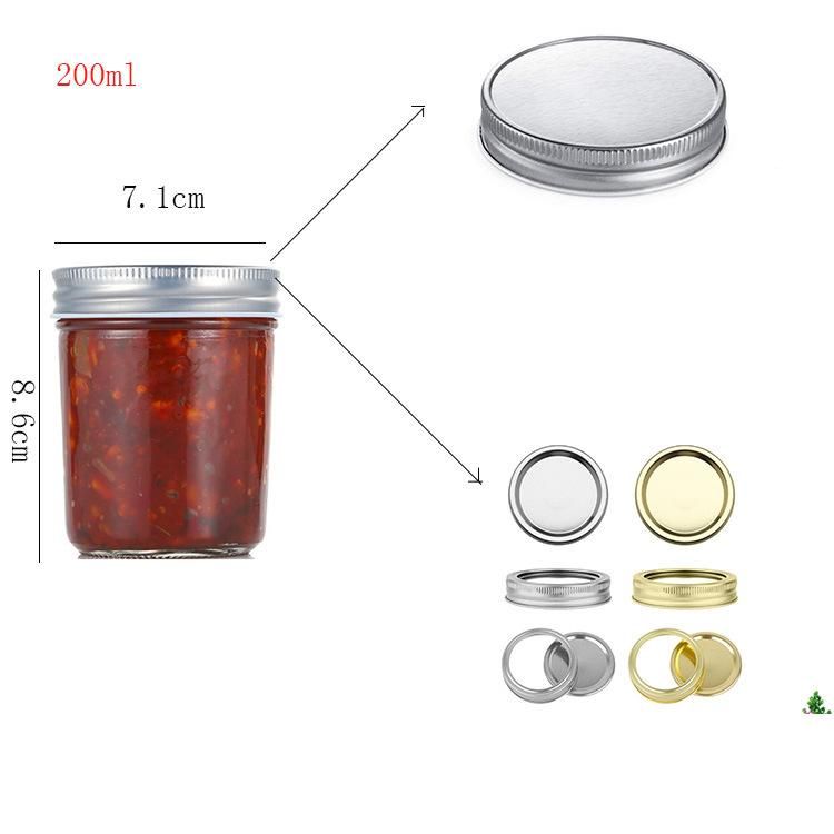 250ml 8oz Glass Mason Jar Wide Mouth 1, 2 Pieces Lids Glass Jam Honey Food Spices Jar