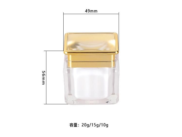 10g 15g 20g Elegant Matt Clear Transparent Jar with Gold Metalized Cap Plastic Creem Jar Cream Container