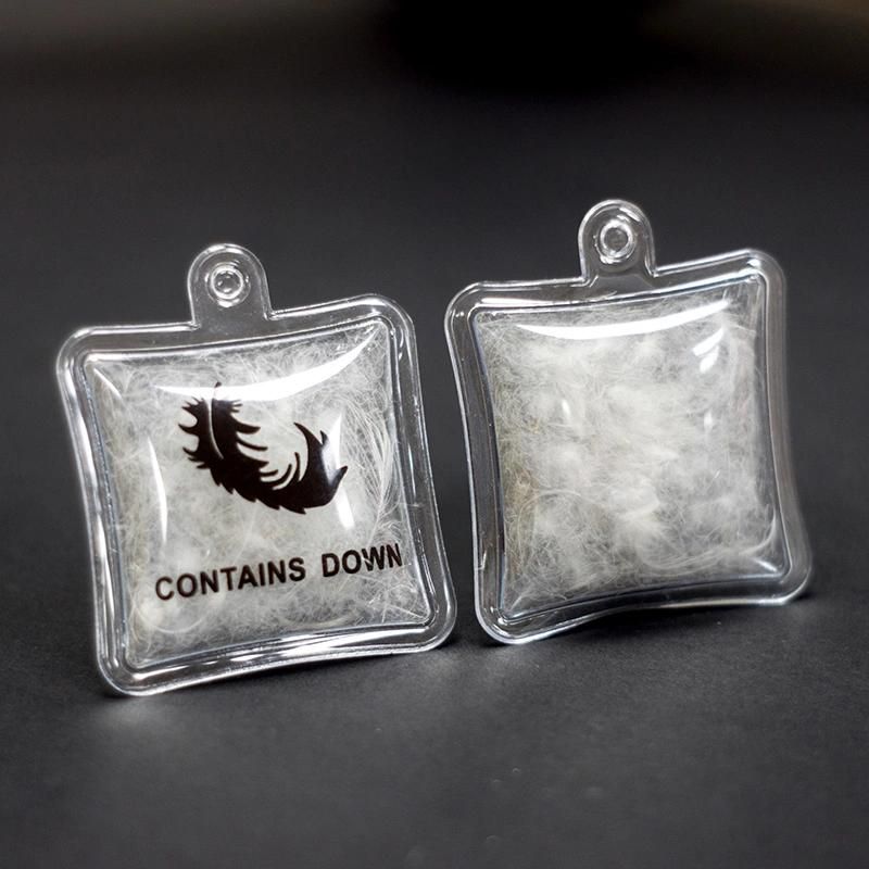 Customized Square Snow Printed Transparent Feather PVC Label Tag