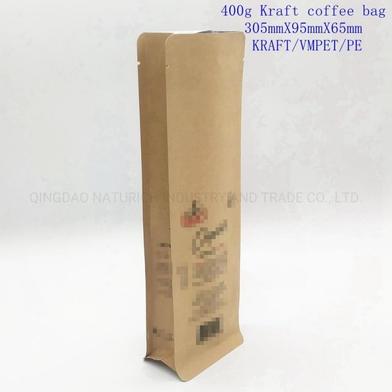 Eco-Friendly Biodegradable 400g Kraft Paper Food Packaging Bag