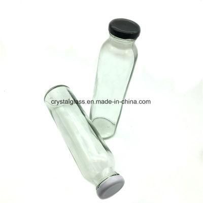 300ml Custom Printing Logo Empty Glass Bottle for Juice with Metal Lid Wholesale