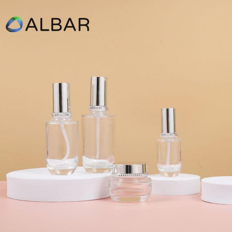 Serum Lotion Emulsion Clear Glass Bottles for Liquid Foundation Personal Care