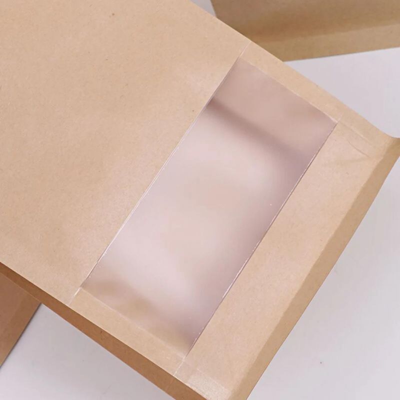 Kraft Paper Quad Seal Food Packaging Bag with Window