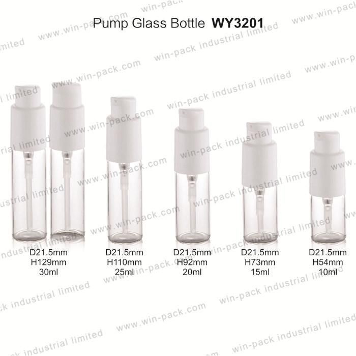 20ml 0.67oz Transparent Glass Serum Bottle with Plastic Pump with Cover