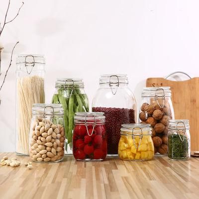 Roud Shape Glass Jar with Black Lids for Food