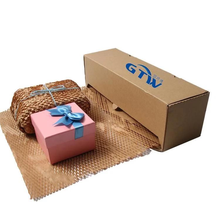 Eco Recyclable Multifunction Packing Materials Packaging Cushion Wrapping 80GSM Roll Kraft Honeycomb Paper