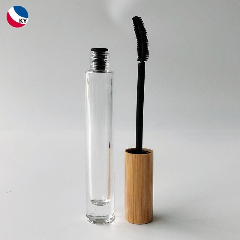 Professional Design Empty Eyelash Lip Gloss Tube 10ml Glass Mascara Bottles with Bamboo Cap