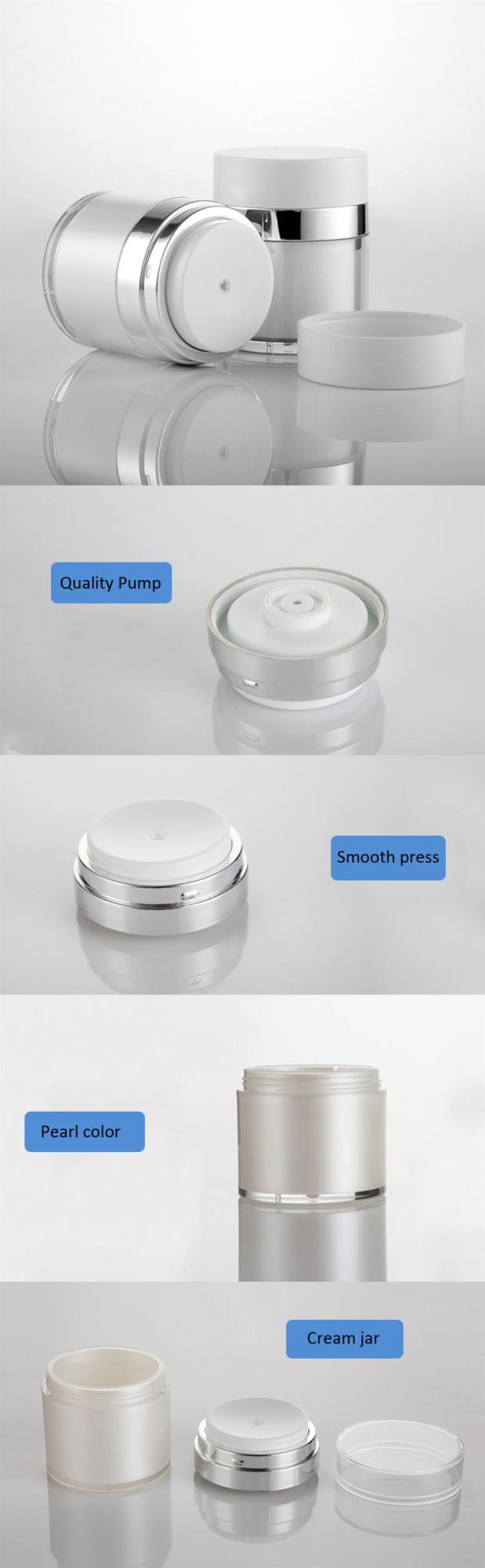 Airless Acrylic Pump Cream Jar Lotion Bottle 50g Cream Bottle