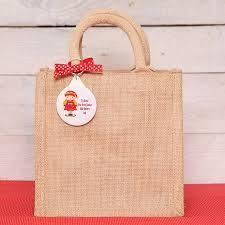 Santa Handle Jute Bag Shopping Tote Sacks Christmas Gift Bags