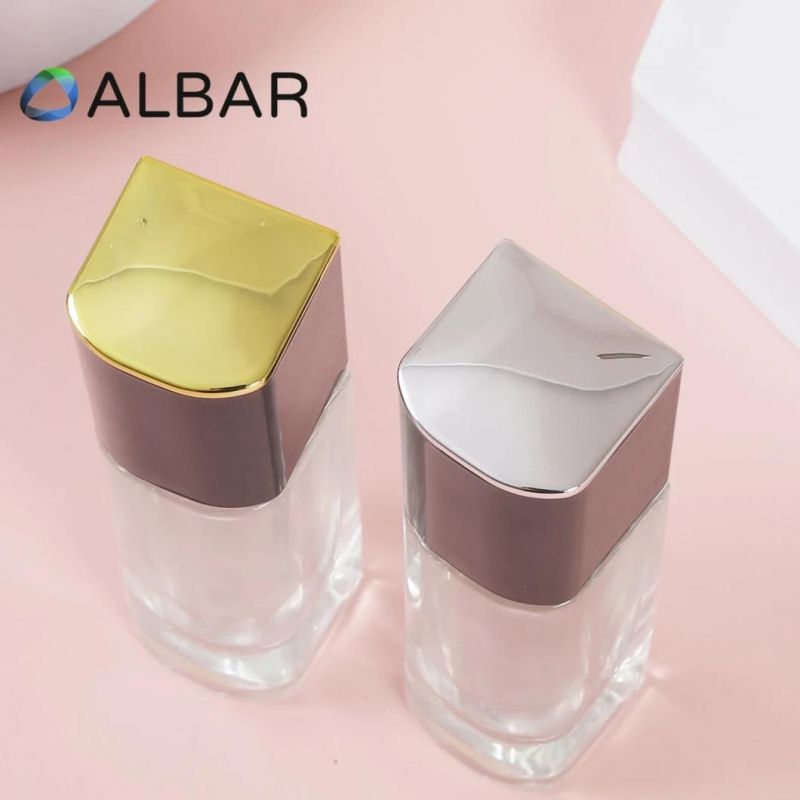 Straight Clear Glass Cosmetic Bottles in Semicircle for Face and Body Care