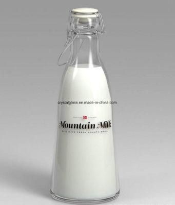 New Arrival Logo Printing Swing Top Bulk Milk Glass Bottle