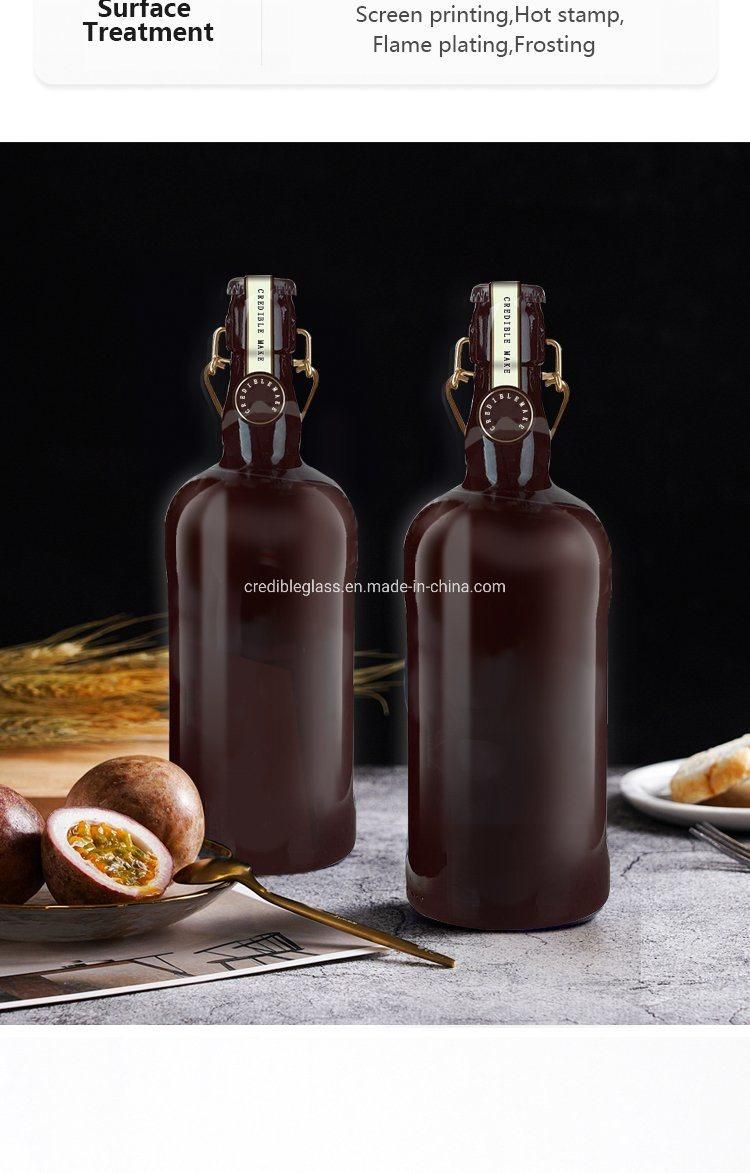 Credible New Design Custom Glass Wine and Beer Liquor Empty Whisky Vodka Bottles with Swing Top Lid