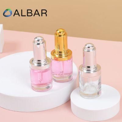 50ml Round Cylinder Press Pump Glass Bottles for Face Serum Beard Oil