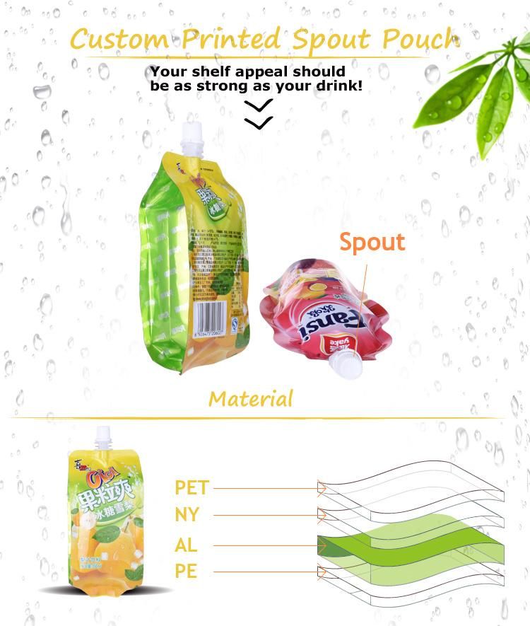 Custom Size Plastic Recyclable Stand up Washing Powder Packaging Bag Juice Wine Baby Food Drink Pouch with Spout