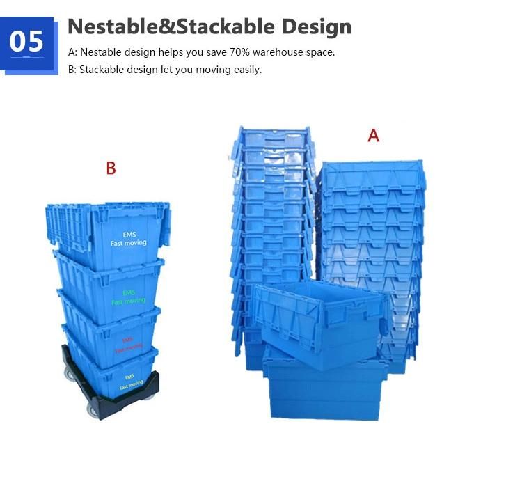 Wholesale Plastic Moving Tote Box for Warehouse Storage