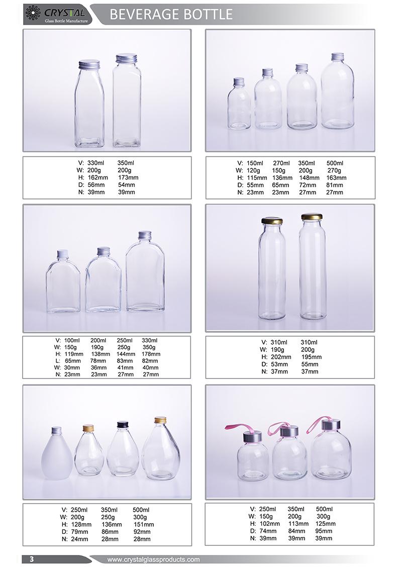 250ml Round Glass Beverage Bottle with Stainless Steel Cap