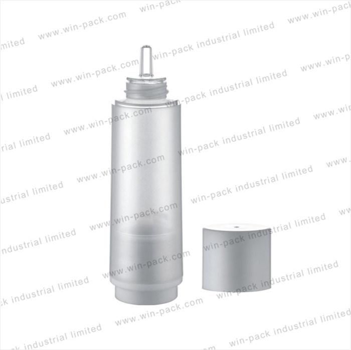 Winpack China Factory Airless Diptube Dual Chamber Lotion Bottle for Cosmetic 30ml White Color Airless Round Bottle Holder for Essential Oil