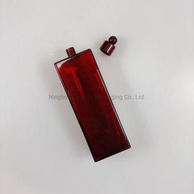 150ml Square Red PETG Cosmetic Water Bottle Toner Bottle Essence Bottle Serum Bottle Moisturizer Bottle with Screw Cap