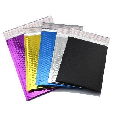 Metallic Foil Bubble Mailer Makeup Gift Bag Colorful Padded Wrap Packaging Bubble Envelope Padded Laser Silver Mailing Bag