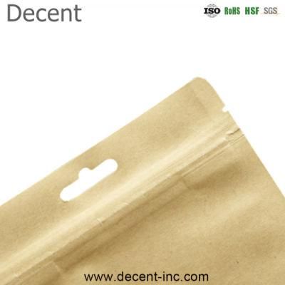 Wholesale Reusable Zipper Brown Kraft Paper Bags Tea/Food Packaging Stand up Paper Ziplock Bag