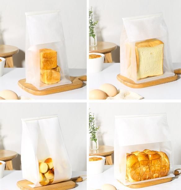 Reusable Eco Friendly Kraft Paper Window Bread Bag with Tin Tie