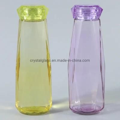 500ml Colorful Empty Glass Water Drinking Bottle with Plastic Screw Lids