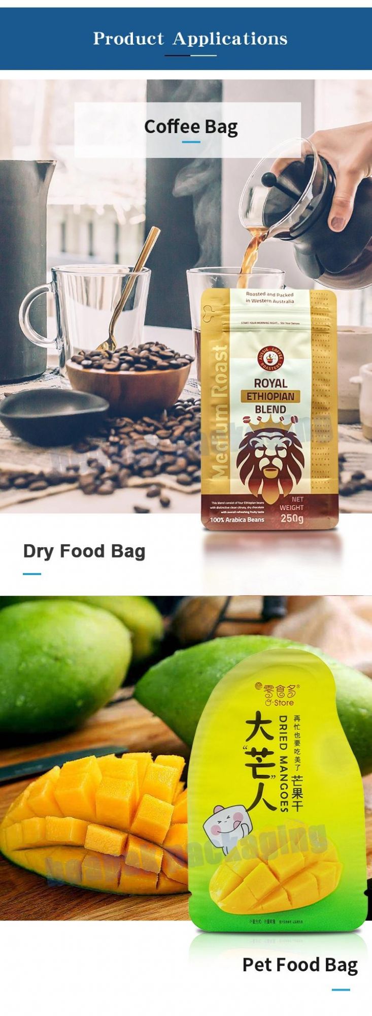 Coffee Bag with Gassing Valve, Coffee Beans Pouch