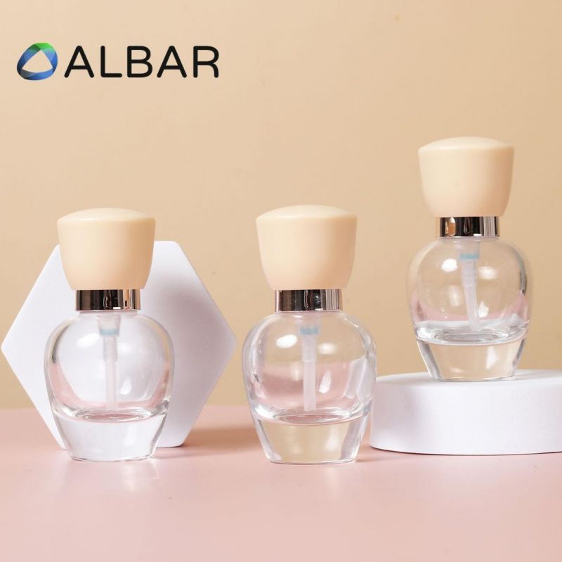 Clear or Frosted Glass Bottles for Serum Cheek Essential Oil Perfume with Press Pump