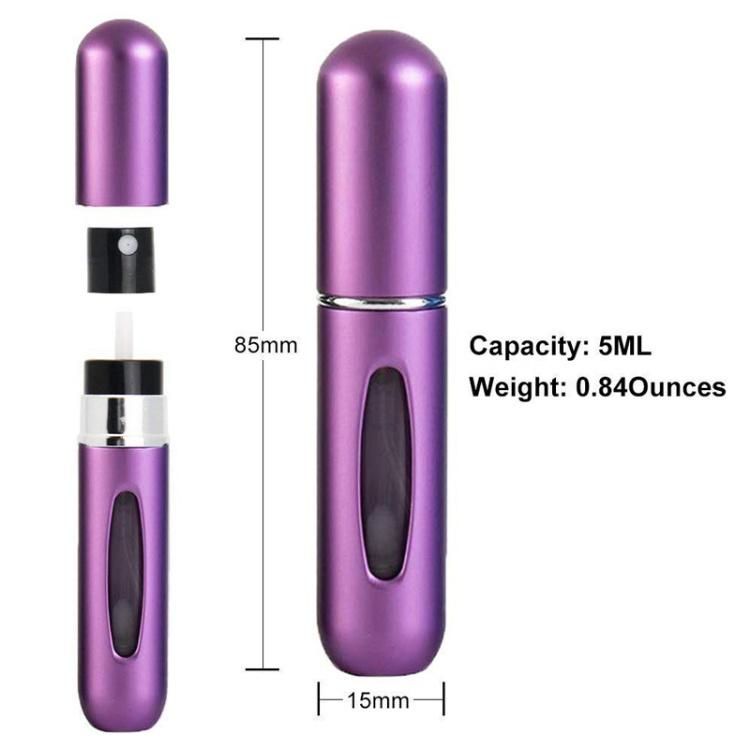 5ml 8ml Empty Refillable Aluminum Glass Atomizer Mini Fine Mist Perfume Spray Bottle for Amazon