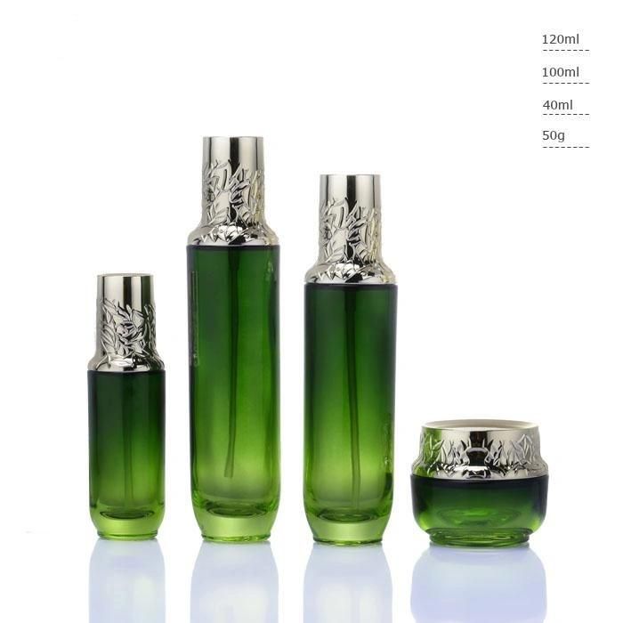 Ll12 Hot Sales Frosted Cosmetic Lotion Glass Bottle Set with Black Plastic Lid Have Stock