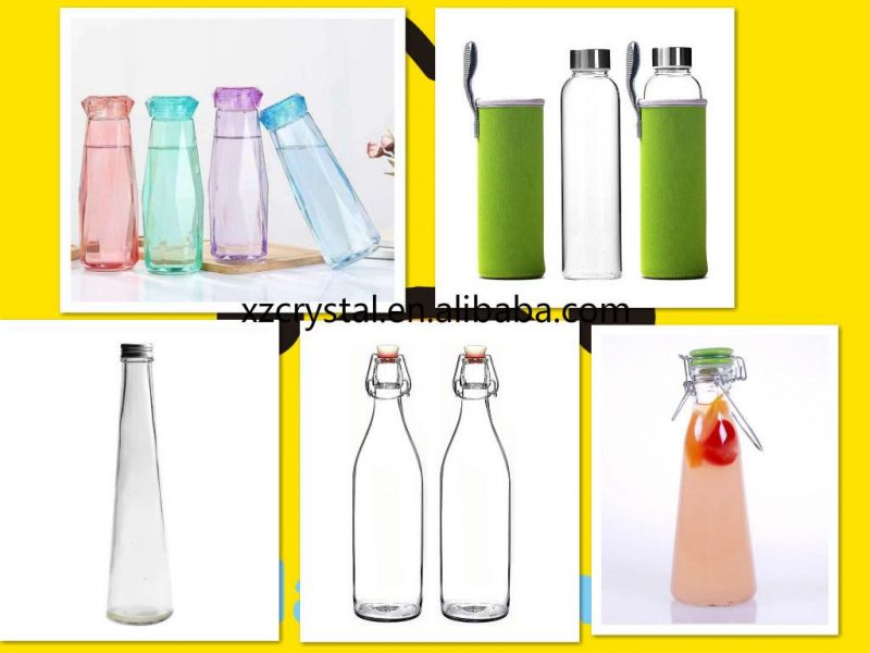 Customs 100ml 280ml 350ml 500ml Clear or Frosted Glass Juice Beverage Drinking Bottle with Lid