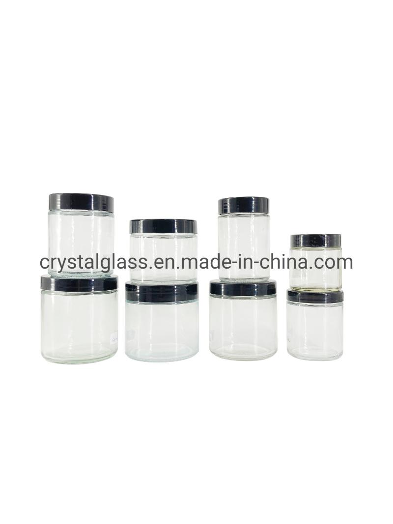 Storage Jar 106ml 212ml 314ml Food Glass Jar Container for Packaging Honey Jelly with Deep Metal Lid