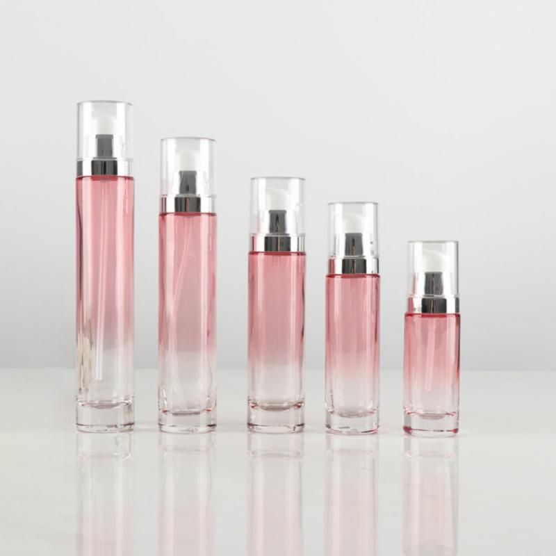 30g 50g 20ml 30ml 40ml 60ml 100ml 120ml Luxury Clear Gradient Pink Cosmetics Bottle Customized Glass Jars and Bottles Sets