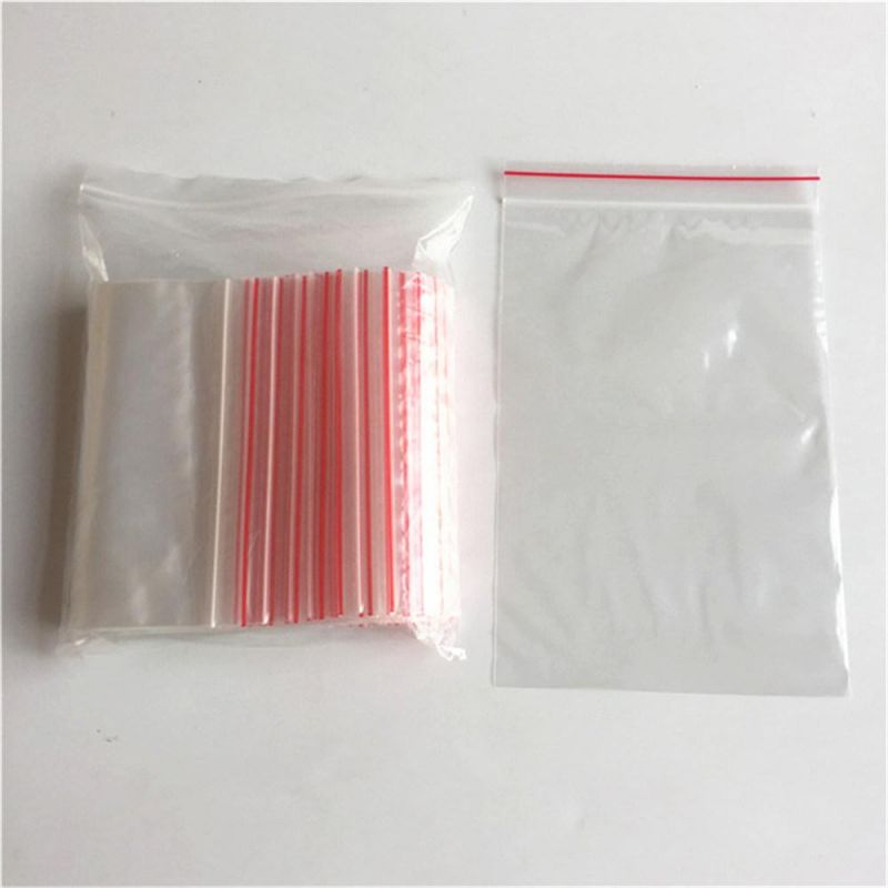 LDPE Transparent Resealable Poly Bag with Red Line on The Lip