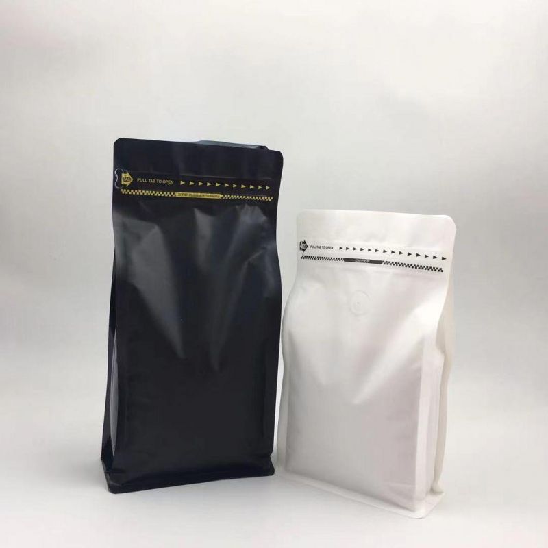 Wholesale Flat Bottom Zipper Pouch with Valve for Coffee Bean