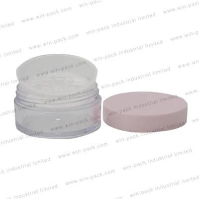 Mini Round Clear Plastic Make up Compact Powder Case with Pink Cap