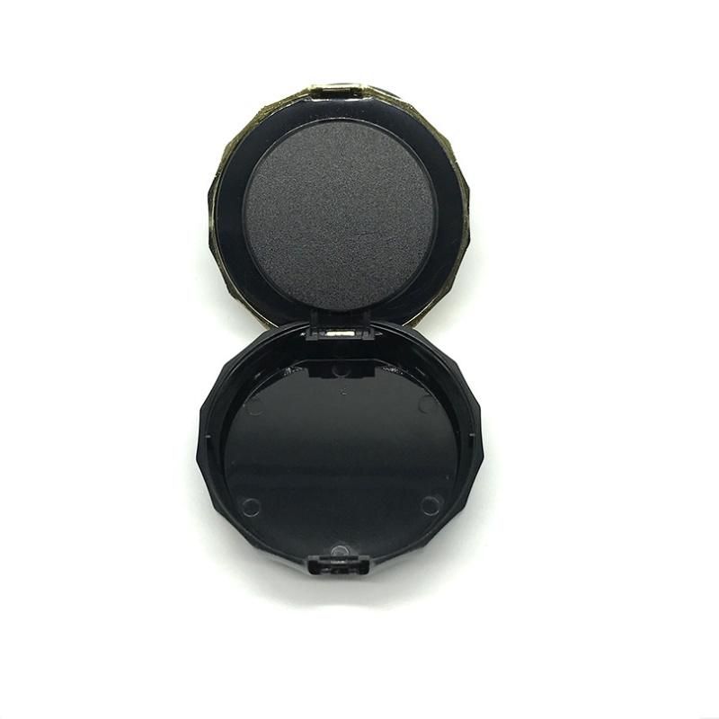 Empty Black New Design Round Plastic Pressed Powder Case with Mirror Double Layer Compact Powder Container