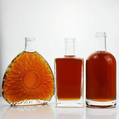 Hot Selling Clear Glass Whiskey Bottle Cork Spirits Glass Bottles for Wine Vodka Glass Bottle