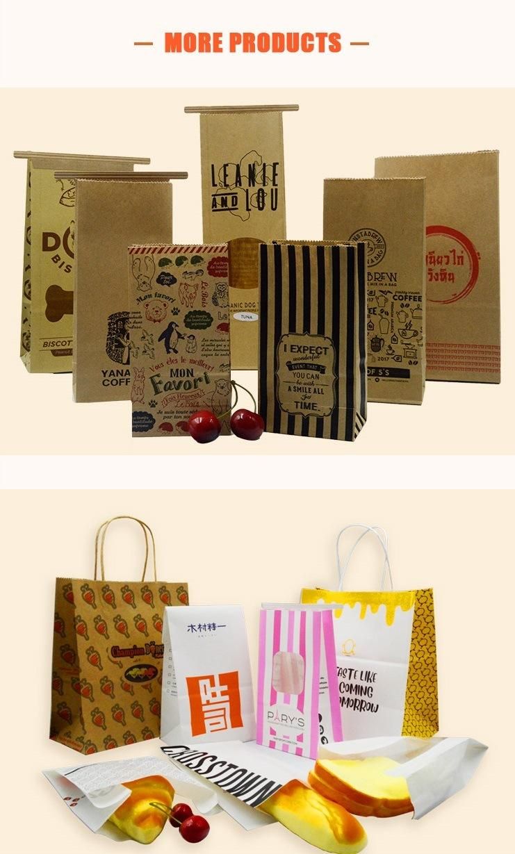 Wholesale Flat Bottom Take Away Brown Kraft Paper Bag