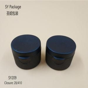 28/410 Black Color Ribbed Closure Cosmetic Bottle Plastic Flip Top Caps