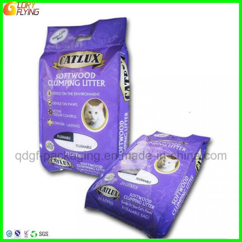 Heavy-Duty Ziplock Plastic Packaging Bag with Die Cut Handle for Cat Litter