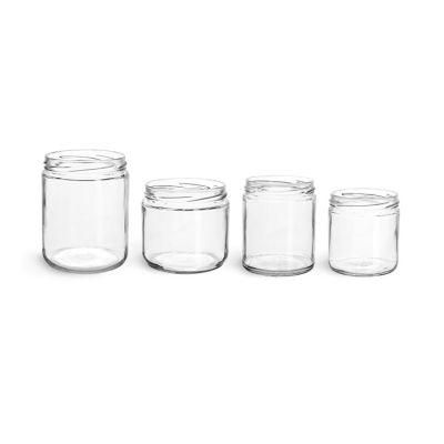 250ml Clear Frosted Straight Sided Glass Jar with Metal Lid