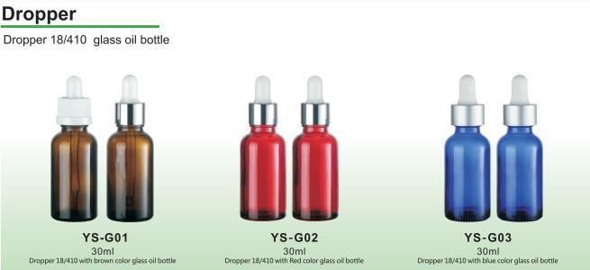 Ys-Go6 Dropper 18/410 with Brown Color Glass Bottle Jar Oil Packaging Caps Closers of Water Perfume Cosmetic Medicine Juice